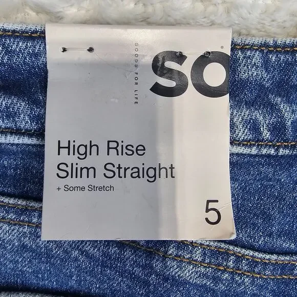 SO High Rise Slim Straight Jeans Medium Wash Women's Size 5 - Picture 10 of 16